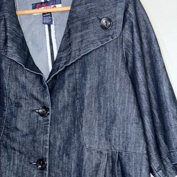 Denim Jean Jacket with Three-Quarter Sleeves - Picture 8 of 14